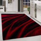 Homebyhome Tapis de Salon Design Vagues Abstraites Rouge 160x230 cm Moderne Tapis Moelleux