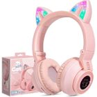 IHABOR Casque sans Fil Bluetooth avec contrôle du Volume, Casque Pliable pour Enfants, avec Micro,Compatible avec iPad/PC/école ,Rose