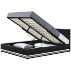 DFM JUPITER LIT COFFRE A LED PU NOIR 180X200 CM