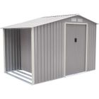 Abri de jardin métal - TRIGANO - avec bûcher - 4,7 m² - blanc et gris clair