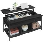 VASAGLE Table Basse, avec Rangement Ouvert et Compartiment Caché, Barres en Forme de X, 60 x 120 x (48-62) cm, Gris Anthracite et Noir