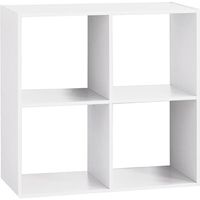 Étagère en bois 4 cases 68x32x68 cm - Blanc - SILUMEN - Style Classique - Intemporel - Mat - Chambre