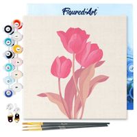 Figured'Art Mini Peinture par Numéro Adulte 20x20cm avec cadre 3 Tulipes roses - Petit Format Kit de Loisir Créatif