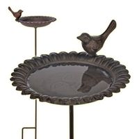 Fontaine pour oiseaux baignoire mangeoire en fonte marron DEC020802
