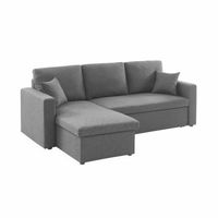 Canapé d'angle convertible en tissu gris chiné foncé - IDA - 3 places. fauteuil d'angle réversible coffre rangement lit modulable 