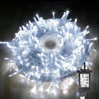 Guirlande lumineuse 10 m - 100 LED - Étanche - 8 modes - Pour extérieur - Pour décoration de sapin de Noël (Blanc Froid)