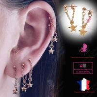 LCC® boucles d'oreille etoile lune piercing fantaisie femme fille pendante bijoux anneaux couleur doré cadeau retro design