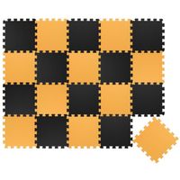 Tapis d'eveil Eva modele puzzle en mousse - 30 x 30 x 1 cm - Noir Jaune - Lot de 20 pieces