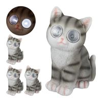 Figurines de jardin chat - RELAXDAYS - Lot de 4 - Blanc et Gris - Livré monté