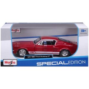 VOITURE - CAMION Voiture Ford Mustang GT 1967 en métal à l'échelle 1/24ème de la marque Maisto - Rouge