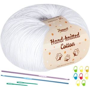 LAINE TRICOT - PELOTE Fil Coton pour Crochet Blanc Laine à Tricoter, 100