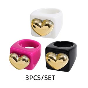 BRACELET - GOURMETTE couleur R338-3 Ensemble de grands anneaux épais en résine acrylique pour femmes, bijoux Y2K en forme de cœur