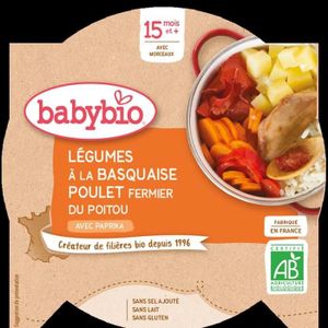 PLATS CUISINÉS Assiette Légumes Basquaise Poulet Paprika - Babybio - Bio - 260g - Dès 15 mois