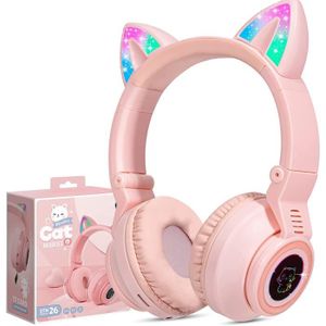 JYPS Casque sans fil pour enfants avec microphone, casque 3D chat pour  enfants avec lumière LED, casque Bluetooth pliable pour filles/adolescentes/femmes  adultes, anniversaire de chat : : High-Tech