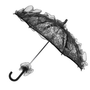PARAPLUIE Cikonielf parapluie de mariage Mariage Mariée Parapluie Unique Pliable Dentelle Tissu Parasol Parapluie Performance Props (Noir)