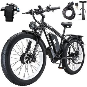 KEQJSK Vélo électrique 1000 W, gros pneus 66 x 10,2 cm, vitesse maximale 50  km/h, batterie amovible 48 V 13 Ah, vélo de neige électrique pour adultes,  dérailleur Shimano 21 vitesses, fourche