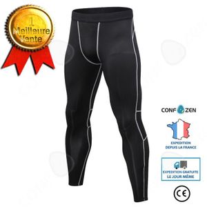 COLLANT DE RUNNING CONFO® Pantalon sport pour hommes noir - Entraînement fitness stretch - Collants à séchage rapide