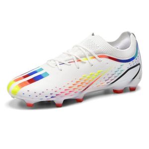 Crampons Chaussures De Football-OOTDAY Garçon Faible Top Spike Antidérapant Entrainement Sport Adolescents-Blanc