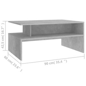 TABLE BASSE YIN(803258)Table basse Gris béton 90x60x42,5 cm Aggloméré