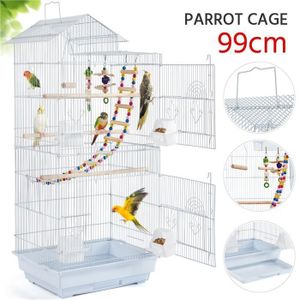 VOLIÈRE - CAGE OISEAU Yaheetech Cage à Oiseaux Blanc avec Poignée Volièr