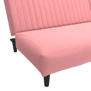 CANAPE CONVERTIBLE FAN - Canapé-lit à 2 places Rose Velours - DX1014