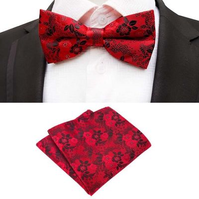 Lot Nœud Papillon + Boutons De Manchette + Carré De Poche - Rouge - Accessoires Costume Homme Pour Occasions - 11