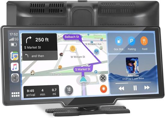 2025 Support Exclusif] 10.26 Pouces Ecran CarPlay Voiture Sans Fil Pour Apple CarPlay & Android Auto Avec Écran Tactile IPS, Mirror Link, Bluetooth, Navigation GPS, FM,Commande Vocale