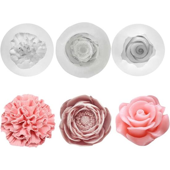 Moule Silicone Fleur De Pivoine Pour Bougies DIY - Inclut 50 Mèches Et Support Métallique, Création Facile