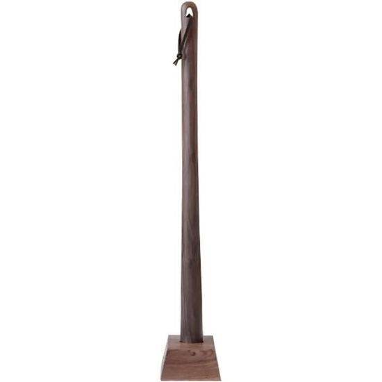 Chausse-Pied Long En Bois Avec Base | Hêtre/Noyer | 60/75cm | Pour Personnes Âgées