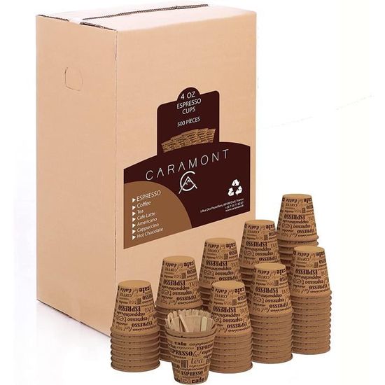 Gobelets Carton 4 Oz (110 Ml) Pour Espresso, Café, Thé - 1000 Pièces - Résistants Chaleur, Biodégradables - 7
