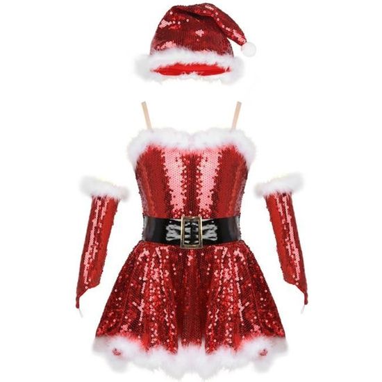 Robe Tutu Lutin De Noël Pour Fille + Chapeau - Déguisement Ballet, 3 à 14 Ans