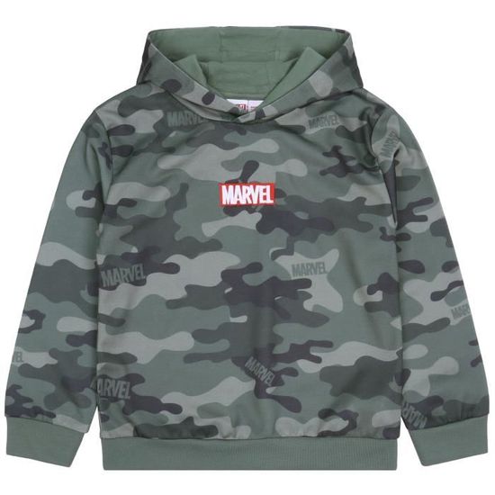 Sweat à Capuche Marvel Garçon 9-10 Ans - Gris, Imprimé Graphique, Jersey