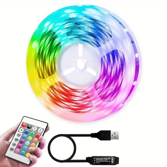 Bande LED RGB 5050 USB - 5V - Changement De Couleurs - IP65 - Pour Déco Intérieure (placard, Cuisine, Chambre...)