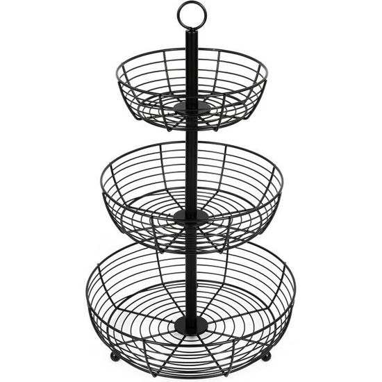 Présentoir à Fruits Sur Pied En Céramique Noire - Assiette Snack Vintage - Pour Fêtes, Salon - Dimensions : 15,2 X 15,2 X 7,2 Cm