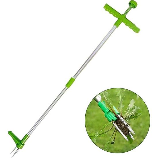 Extracteur Mauvaises Herbes Debout En Fer - Outil Racines Puissant Avec Repose-Pieds, Anti-Douleur Dos