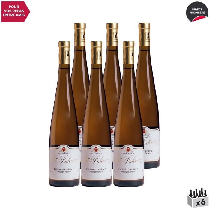 Alsace Vendanges Tardives Gewurztraminer Blanc 2019 - Lot de 6x75cl - Domaine Sylvie Fahrer et Fils - Vin AOC Blanc d' Alsace