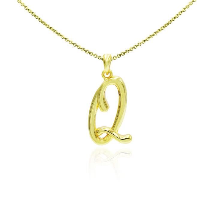 Pendentif Vendu Seul Women's Sterling Silver Initial Alphabet Letters Pendant Necklace From A-z, 18 Inch CEX4O