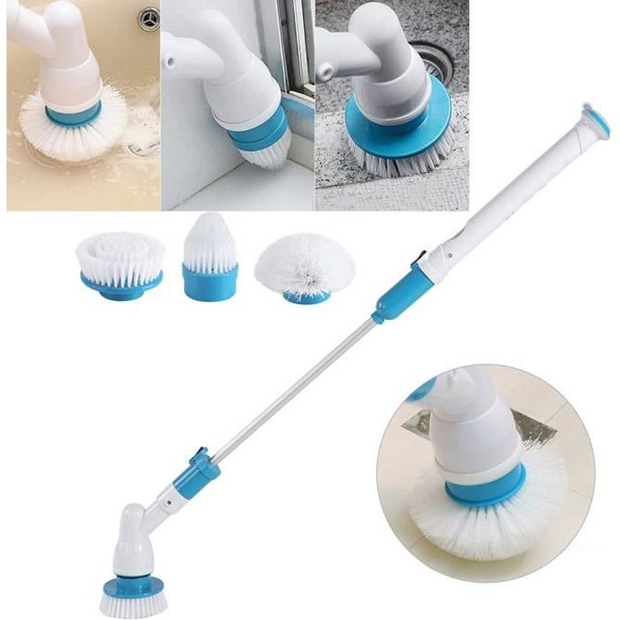 Brosse de Nettoyage Électrique Avec 3 Têtes de Brosse Pour Sol Carrelage Salle de Ménage