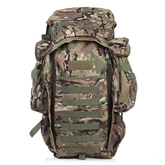 60L Sac à Dos Tactique Militaire Molle d’Escalade Sac de Grande Capacité Sac Etanche Imperméable Sac de Multifonction / Camouflag