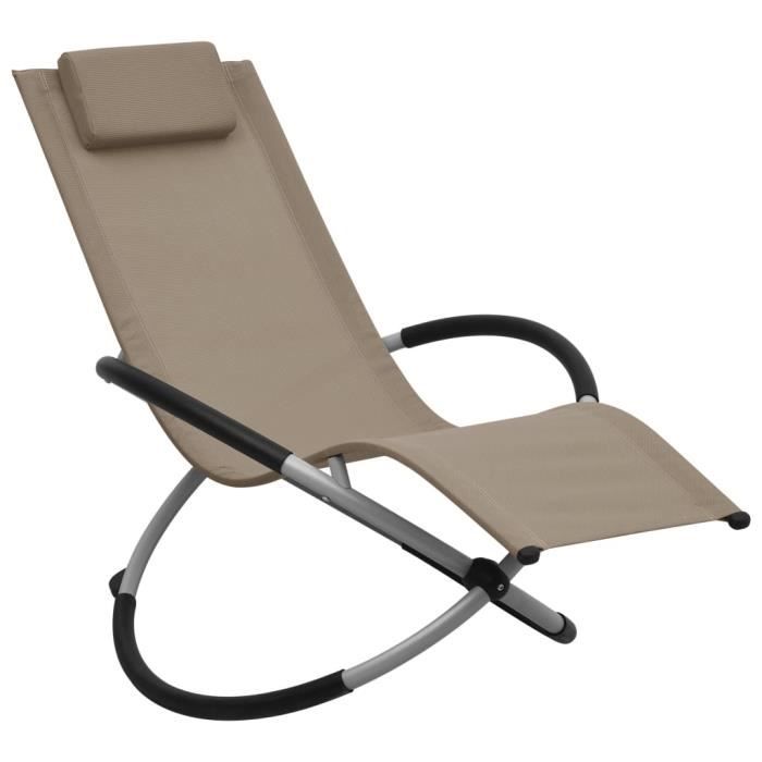 Chaise Longue de jardin Chaise de Relaxation Fauteuil Relax extérieur pour enfants Acier Taupe