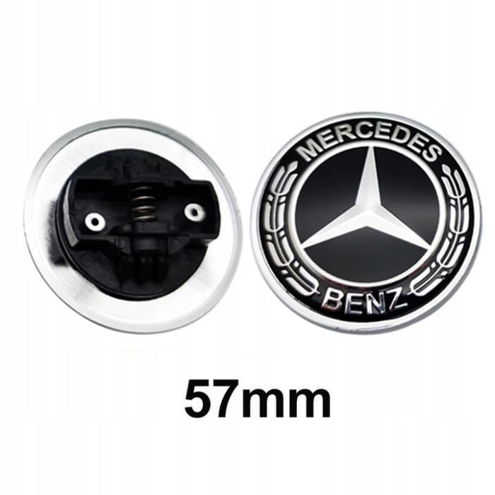 Insigne emblème avant de capot 57mm noir Mercedes Benz logo