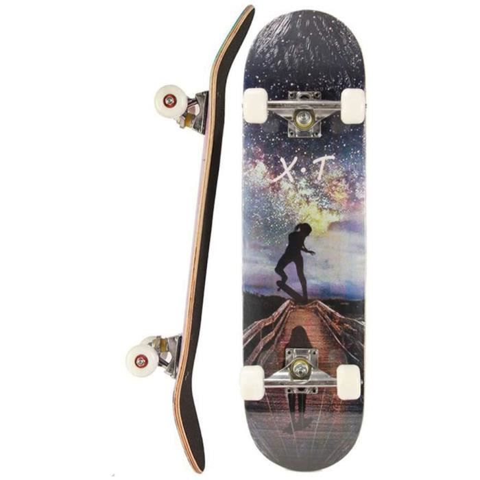 WZHESS 9 Couche canadienne de Bois d'érable Concave Planche à roulettes Planches à roulettes complète, 31 Pouces Skateboard Pro pour