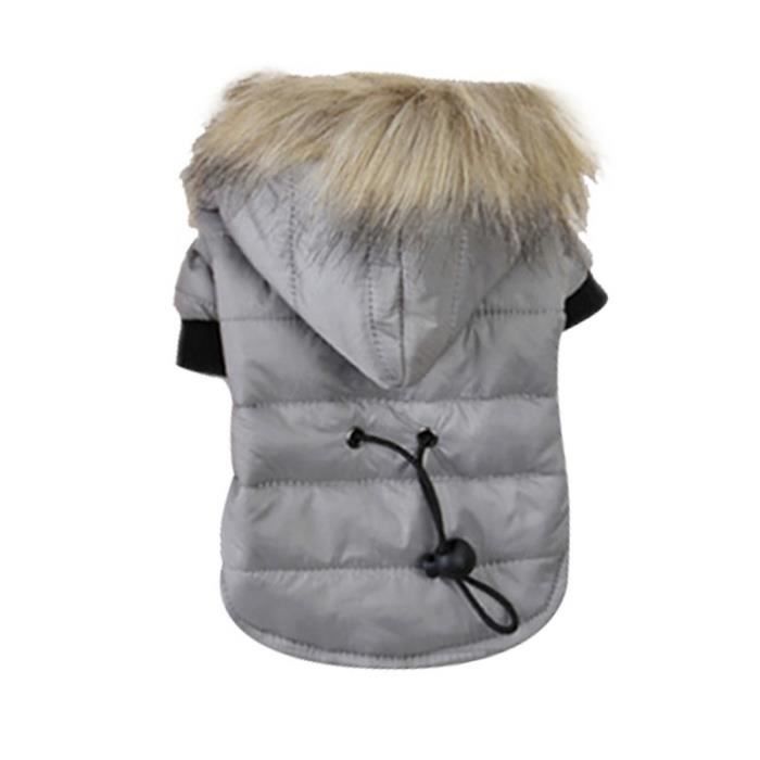 Manteau Blouson,Hiver chaud coton coupe vent chien manteau veste blouson à capuche en fourrure chiot tenues pour - Type 01 gray-L