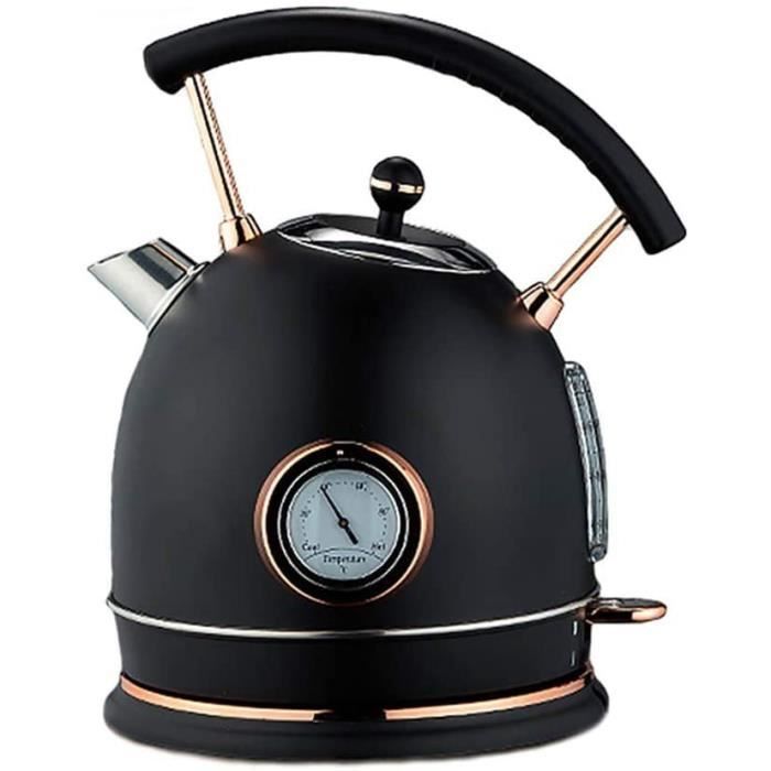 Bouilloire Électrique Acier Inoxydable En 1.8L Vintage Rétro Avec Thermomètre Ebullition Rapide 1800W Protection Contre L'ébullition