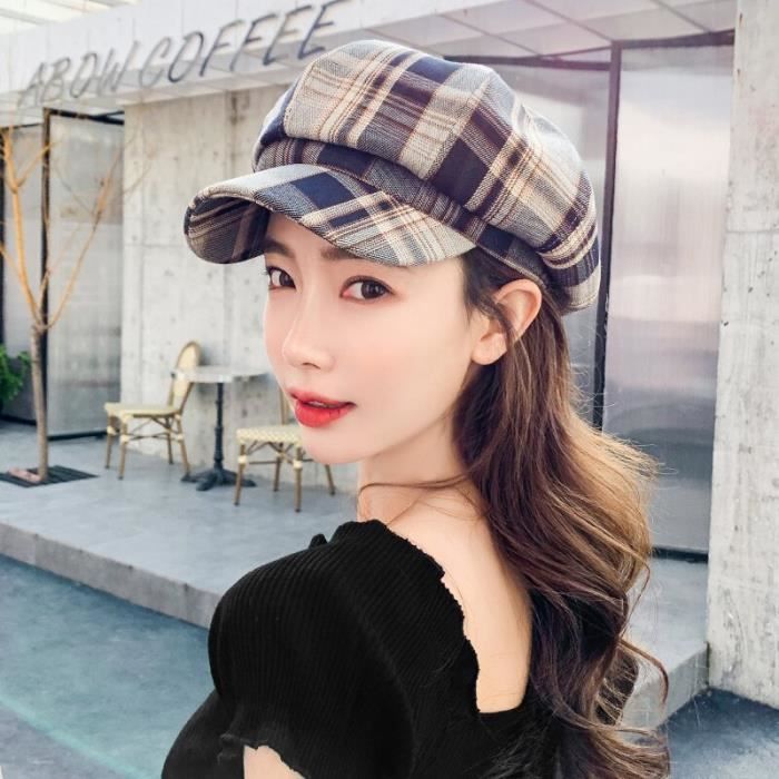 Ceinture octogonale casquette plate femmes été chapeau printemps et été coton femme marine chapeaux Navy blue