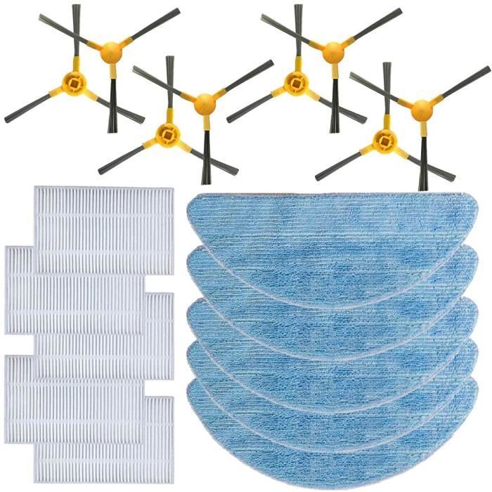 REYEE accessoires de rechange (filtre, brosse latérale, chiffons à franges) pour aspirateur robot Proscenic 820T