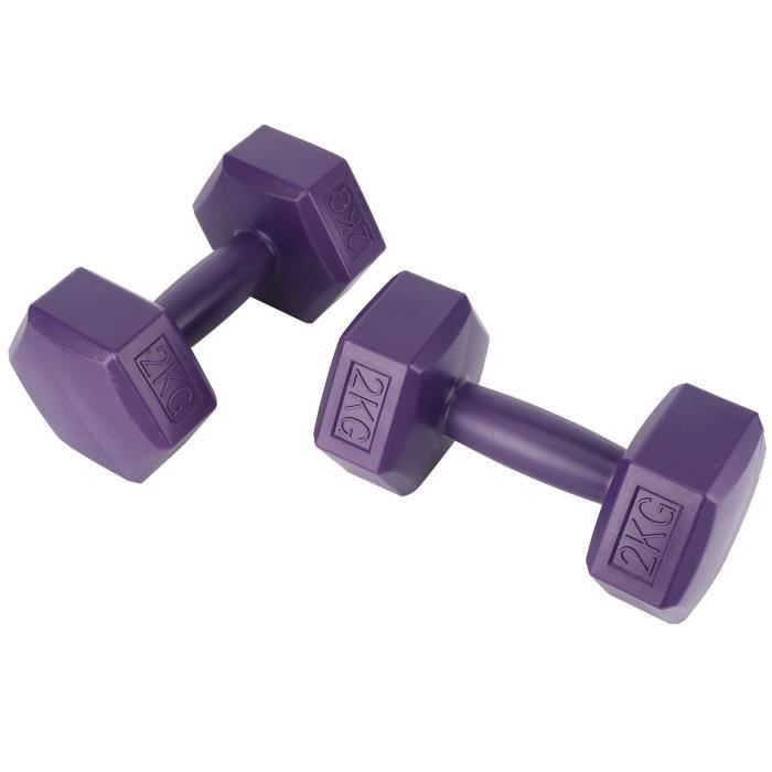 Haltère hexagonale Revêtement en caoutchouc Hex Unisexe Fitness 4kg Haltère Ménage Équipement de Fitness Deep Purple