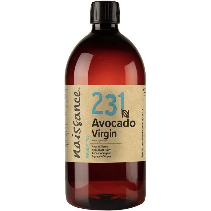 Naissance Huile d'Avocat Vierge (n° 231) - 1 litre - 100% pure, naturelle, non-raffinée et pressée à froid - végan, non testée sur l