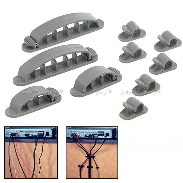 Fixation Range Câble Organisateur avec Ruban Adhésif Kit de 10 pièces