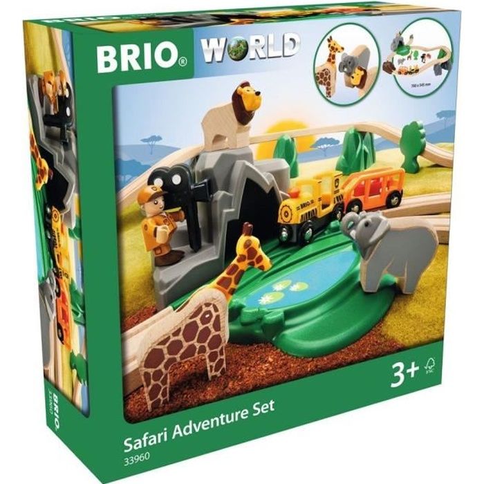 Brio World Circuit Reportage Safari - Coffret complet 26 pièces - Circuit de train en bois - Ravensburger - Mixte dès 3 ans - 33960